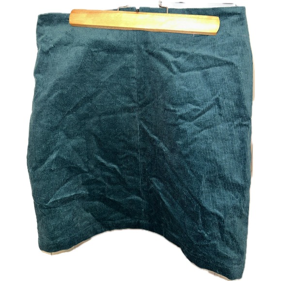 Green Corduroy Embroidered Skirt Simplee Size M Med NWT - Picture 2 of 4